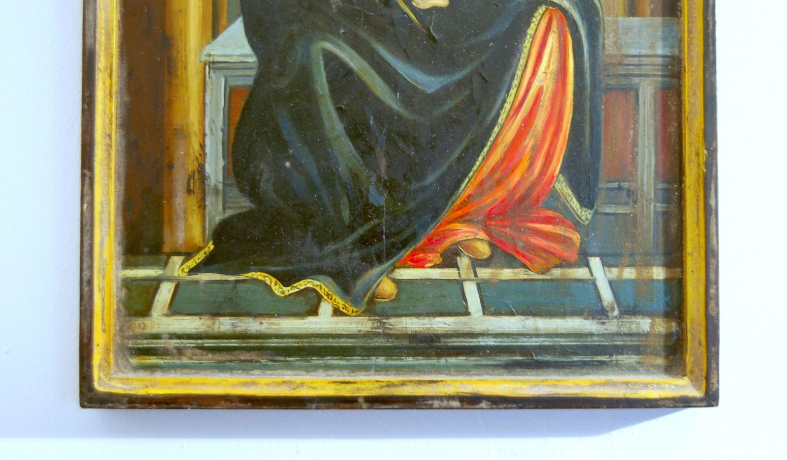 Italian School Painting On Wood / Madonna Of The Rose / Botticelli 19th Century photo Art