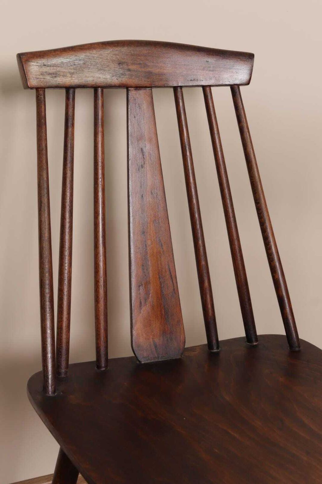 photo vinterior Paire Wooden Stick Dining Chairs Walnut Color Original 1960s