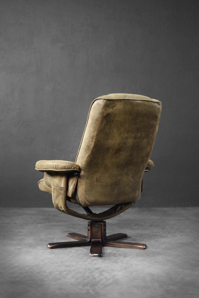 1912.0 Set Of Mid Century Modern Danish Brown Swivel Chair & Ottoman, 1960s photo