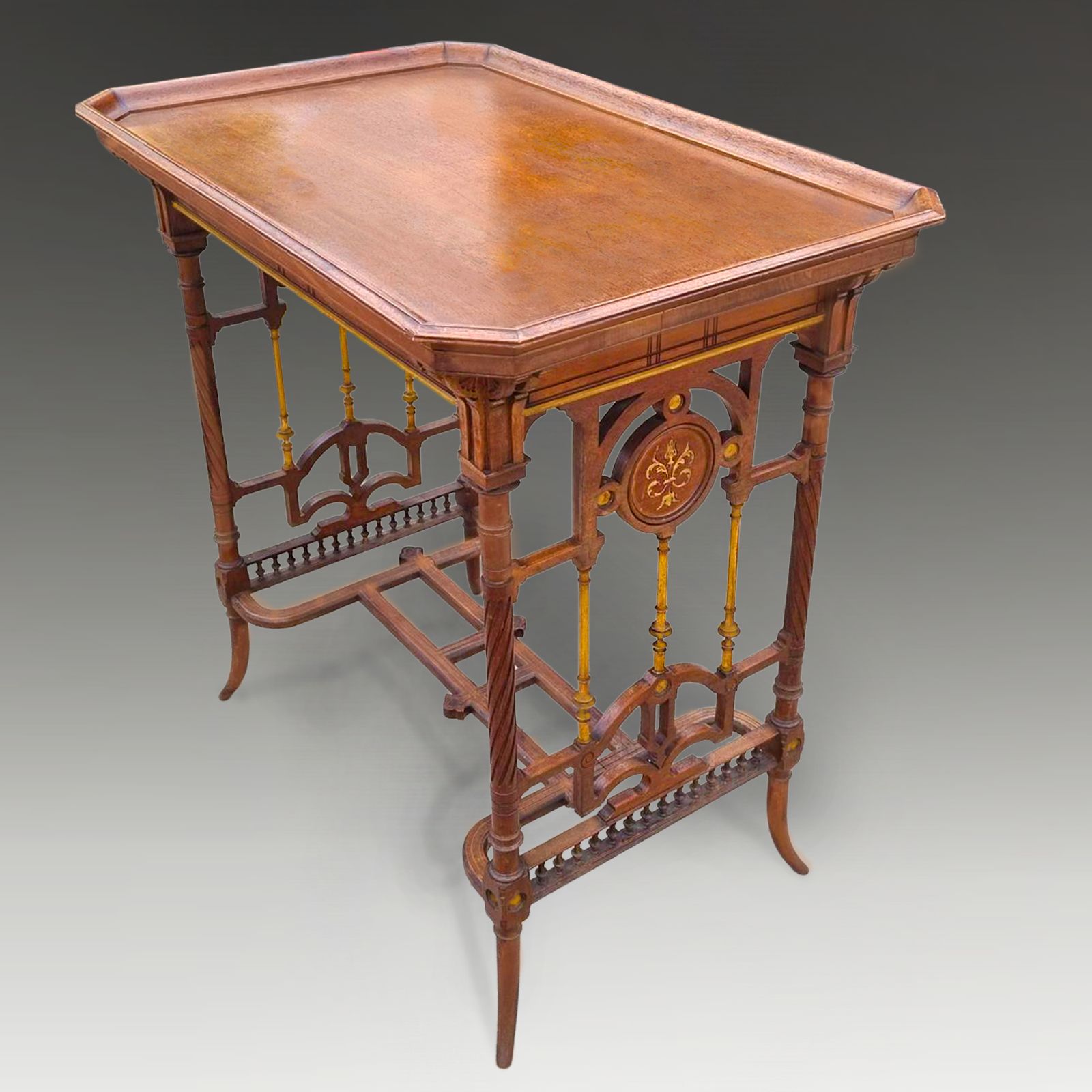 Aesthetic Movement Walnut And Gold Gilded Side Table Circa 1885 75cm W X 49cm D photo for sale