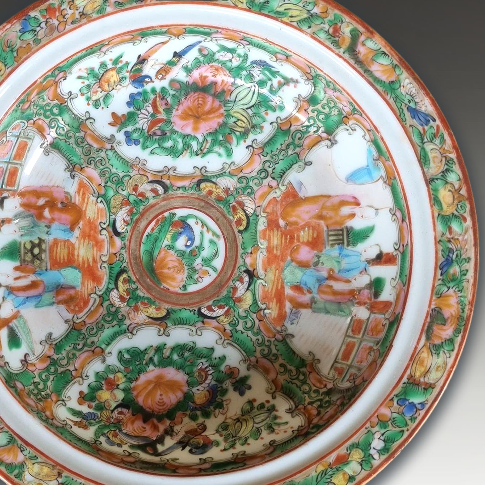 Antique Chinese "Rose Medallion" Dish  Circa 1830  22cm D photo furniture
