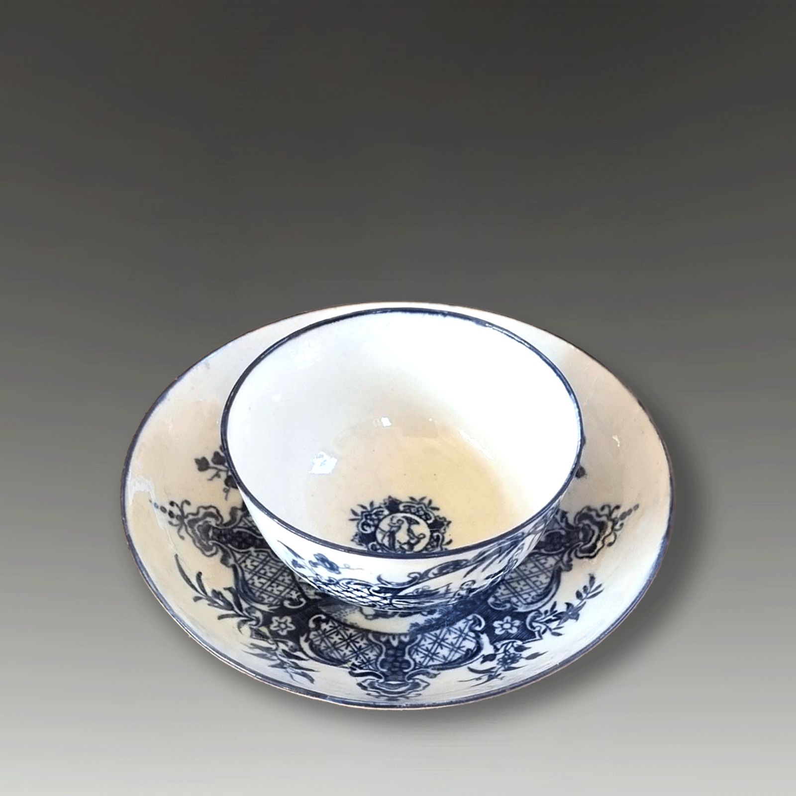 1st Period DR Wall Worcester "Mother & Child" Tea Bowl & Saucer C1760  Rare Mark photo Home Decor