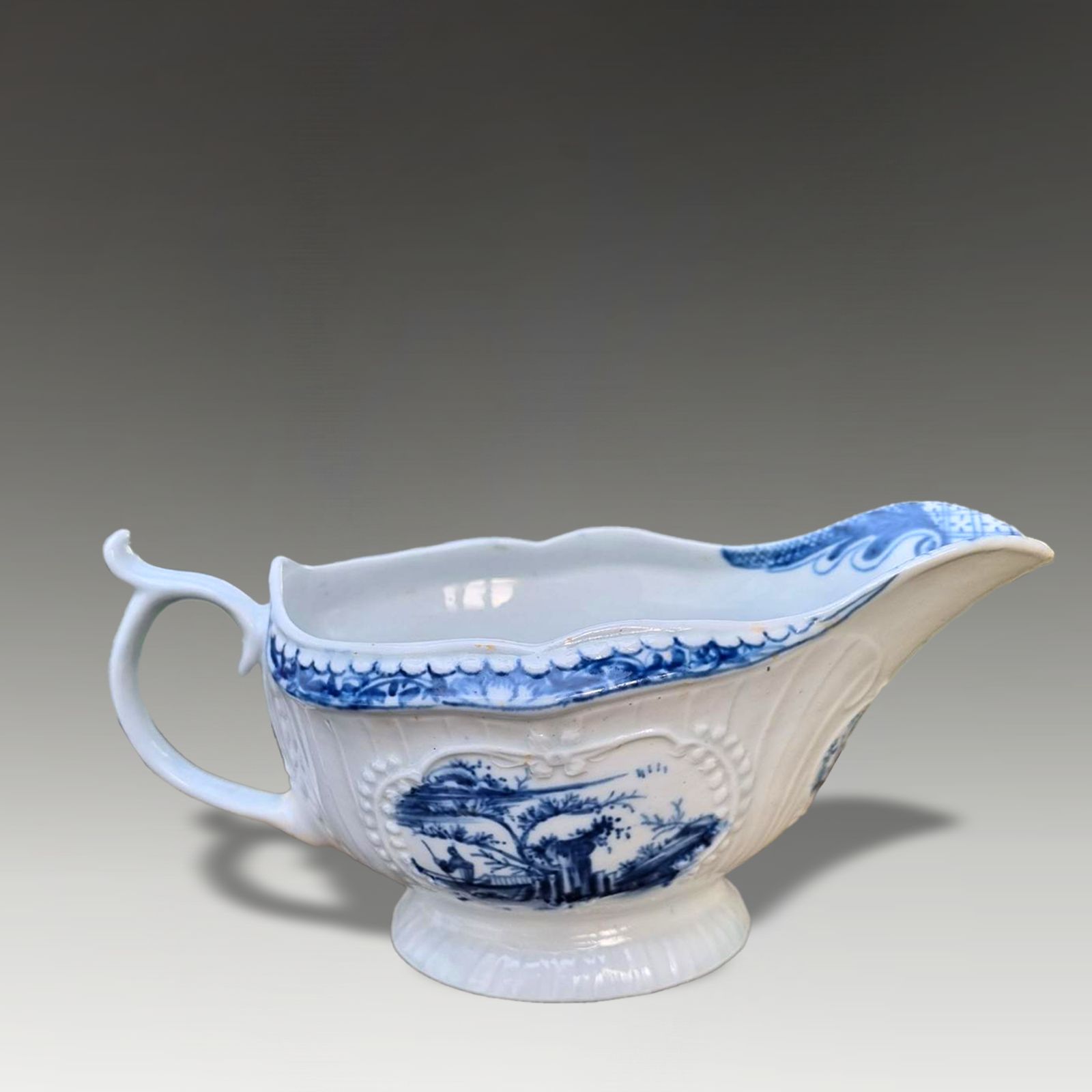 First Period DR Wall Early Worcester Sauce Boat C1760  Early & Rare 18cm W