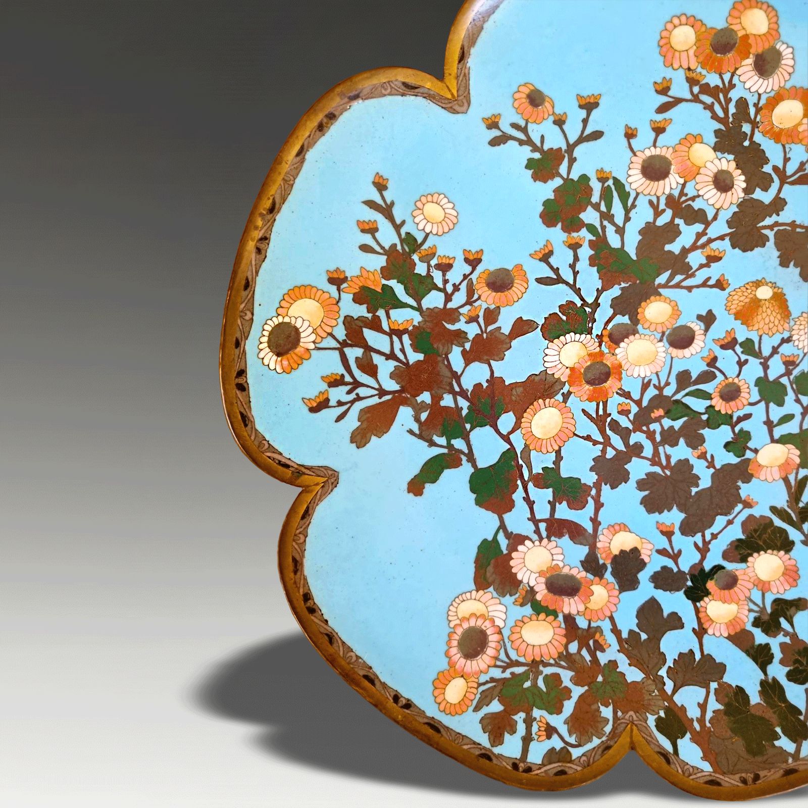Japanese Meiji Period Cloisonne Lobbed Dish Superb Excellent Condition  30cm D photo Home Decor
