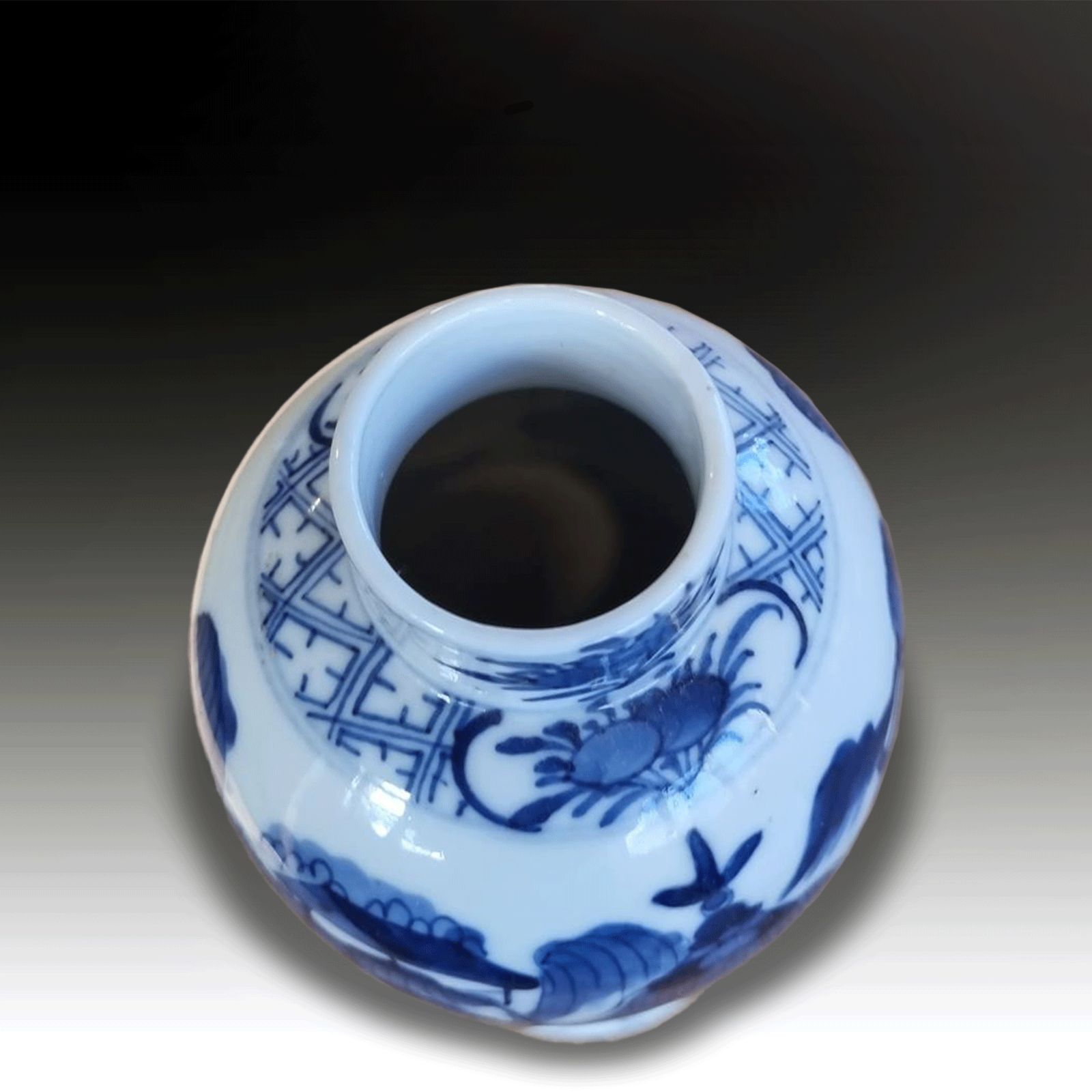 Chinese Qing Dynasty Vase  Cobalt Blue And White "Master Of The Rocks" 18cm H photo Home Decor