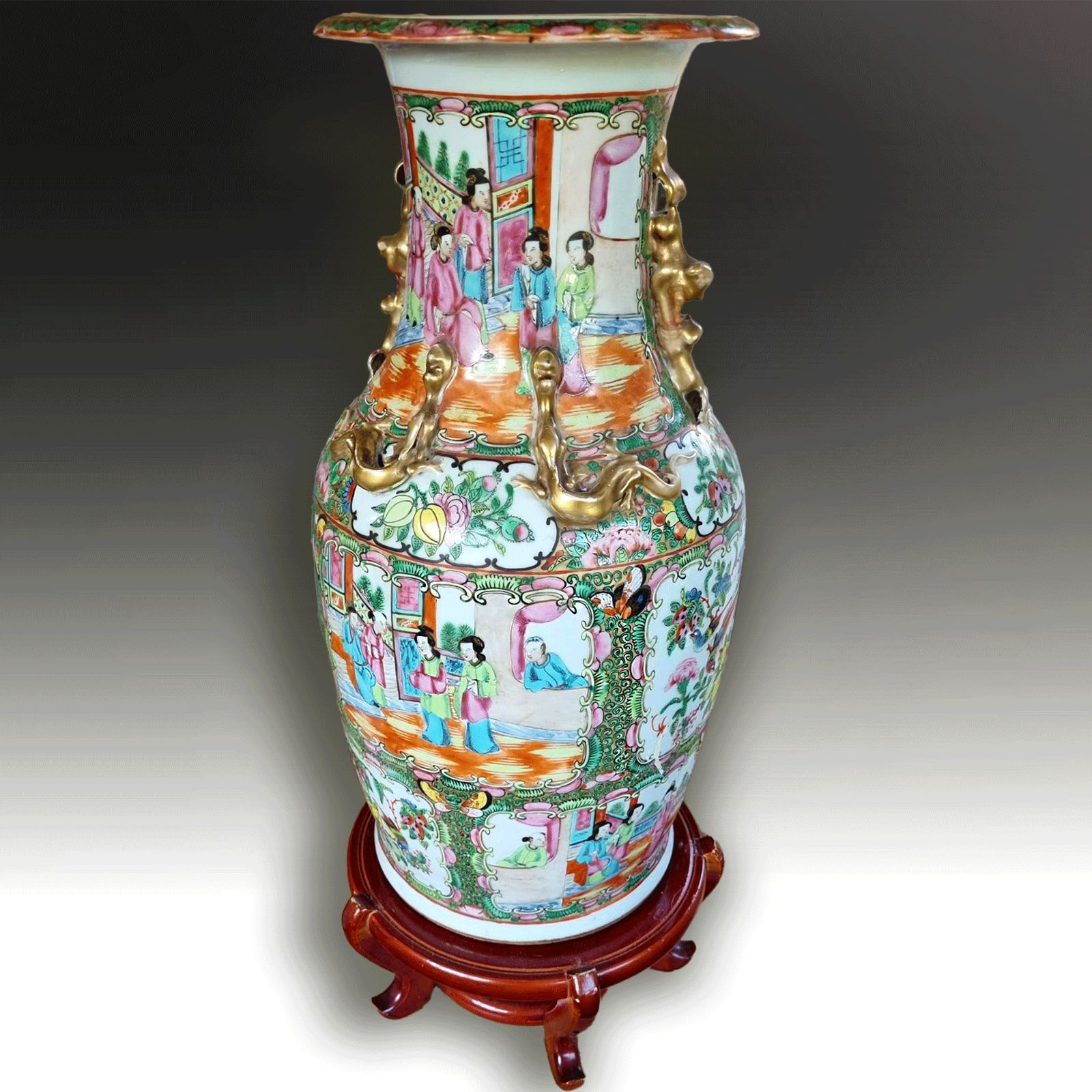 Antique Chinese "Rose Medallion" V. Large Vase Mid 19th Century Superb Quality photo Home Decor