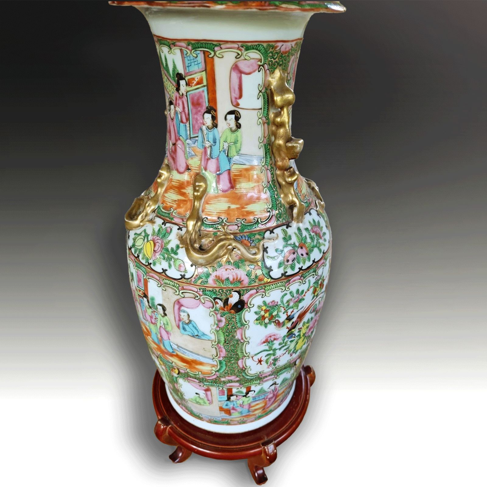 Antique Chinese "Rose Medallion" V. Large Vase Mid 19th Century Superb Quality photo 575.0