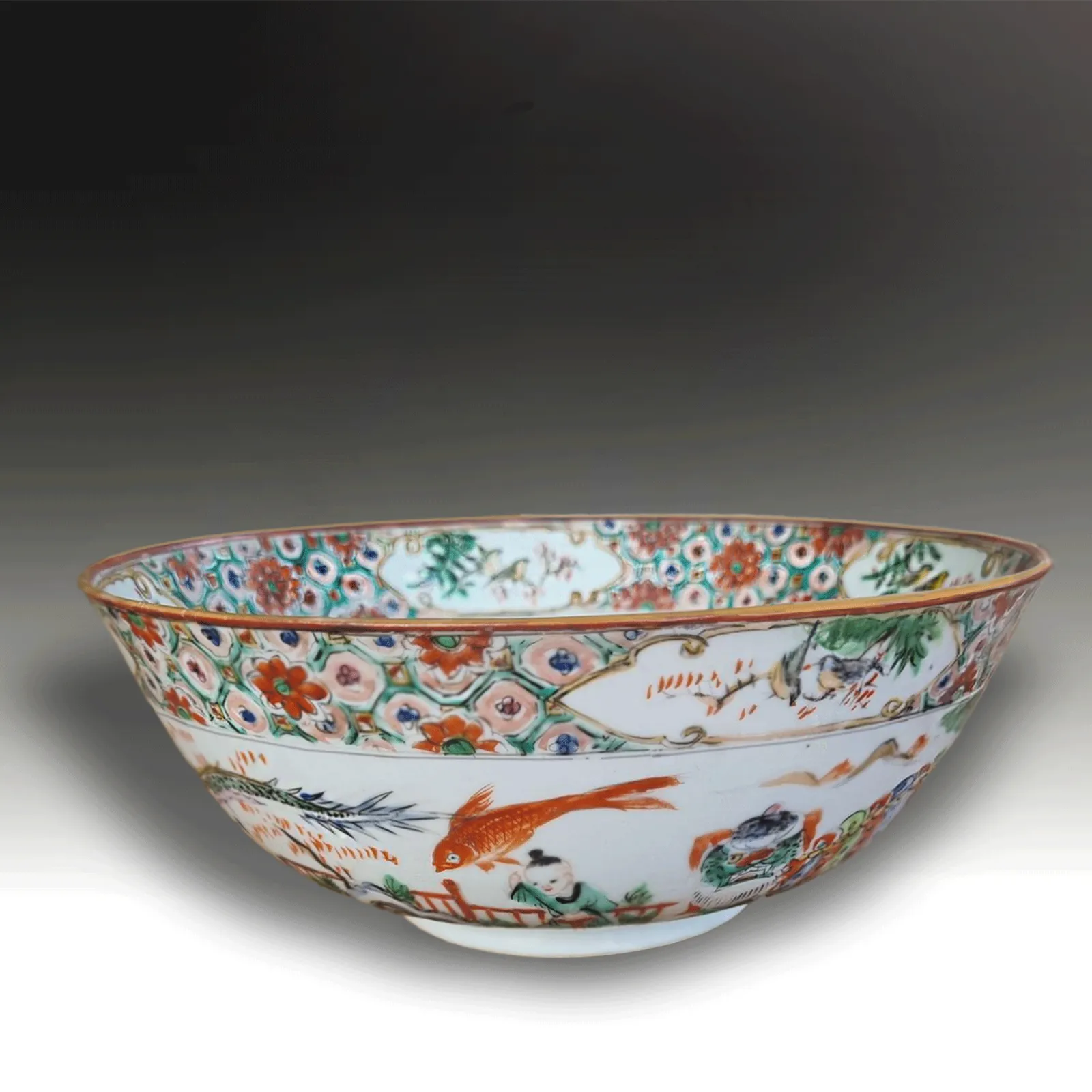 Chinese "Boys At Play"  Enamel Bowl  Qianlong Possibly Jiaqing Period 20.5cm D photo furniture