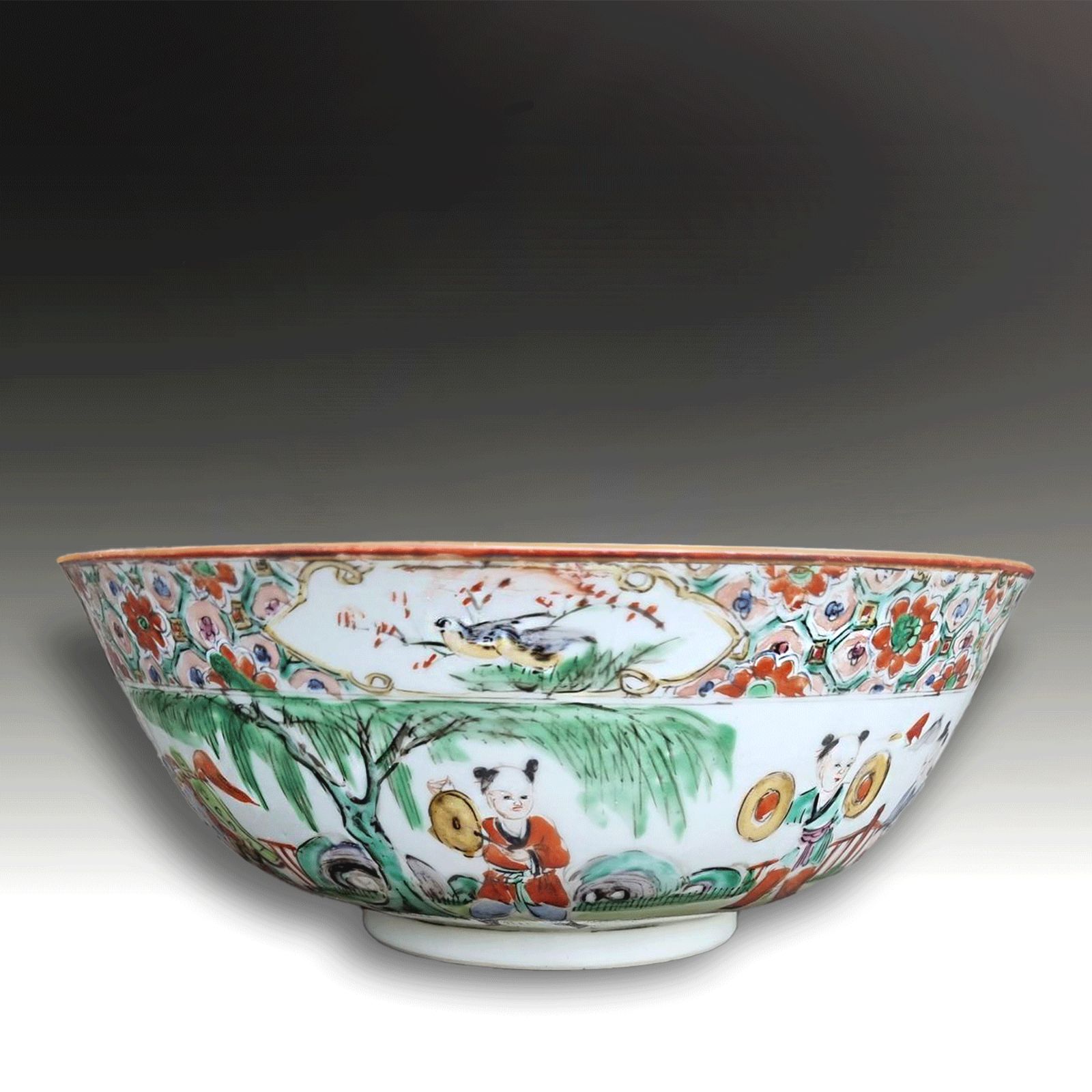 Chinese "Boys At Play"  Enamel Bowl  Qianlong Possibly Jiaqing Period 20.5cm D photo for sale