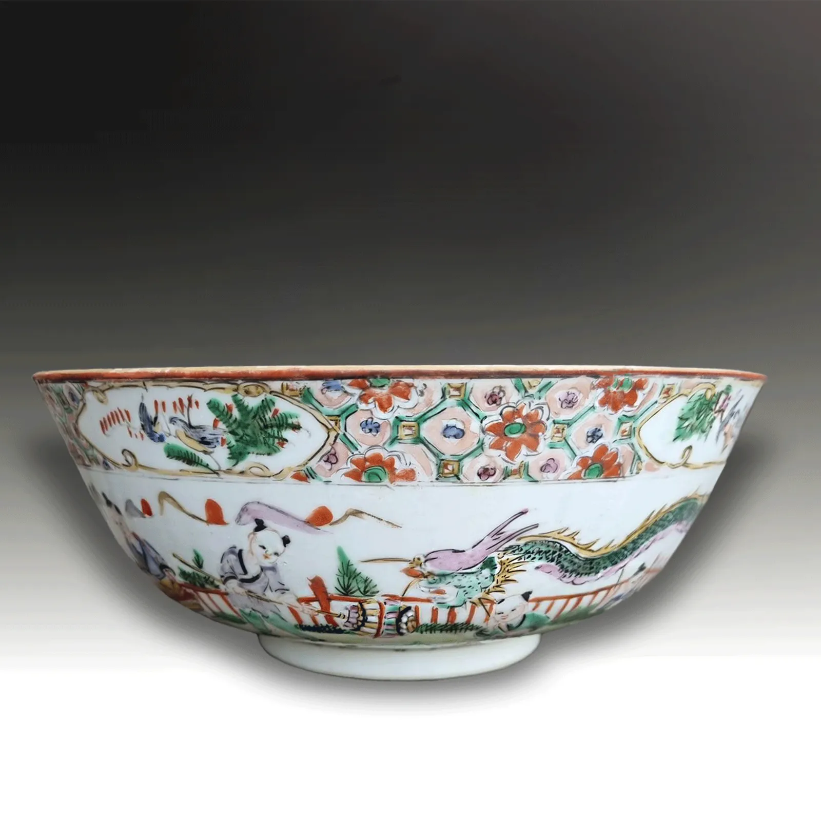 Chinese "Boys At Play"  Enamel Bowl  Qianlong Possibly Jiaqing Period 20.5cm D photo buy