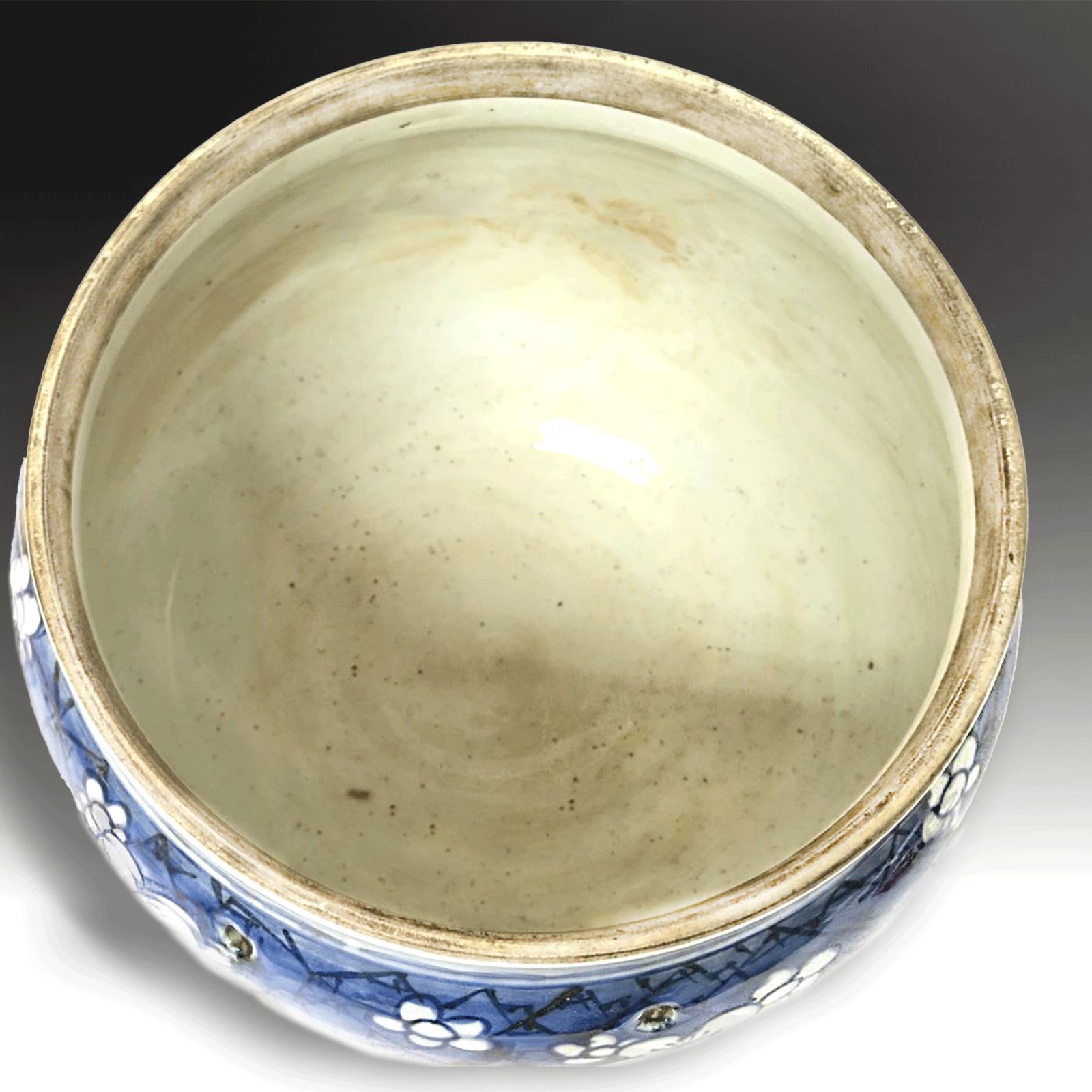 Chinese 18th C Rare Hanging Bowl. Cobalt Blue And White  Qianlong Period  17cm H photo 375.0