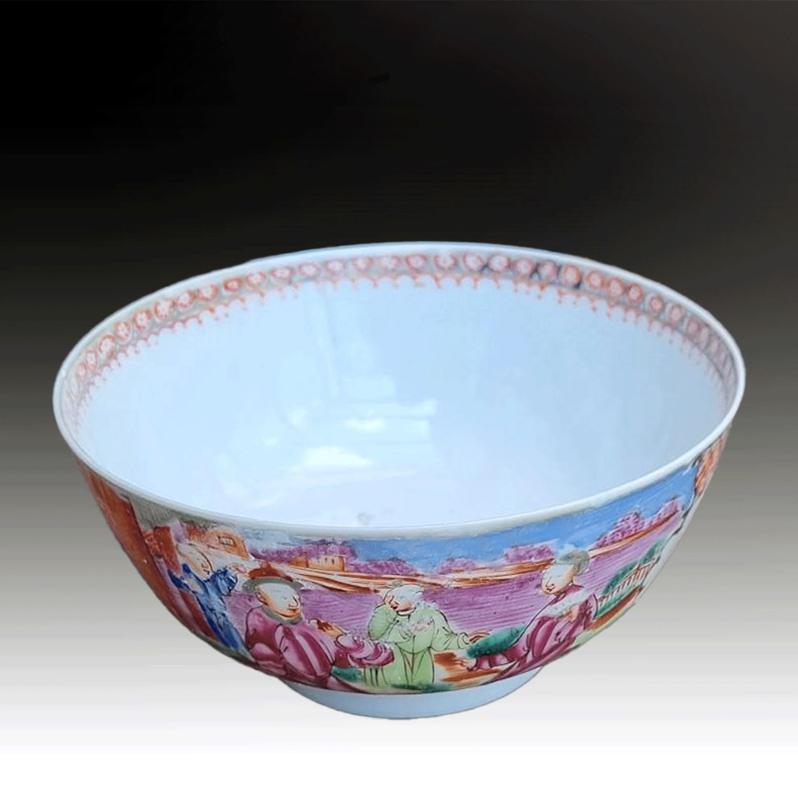 Chinese Famille Rose Figural Bowl  Qianlong Period 18thc Enamel Decoration photo Home Decor
