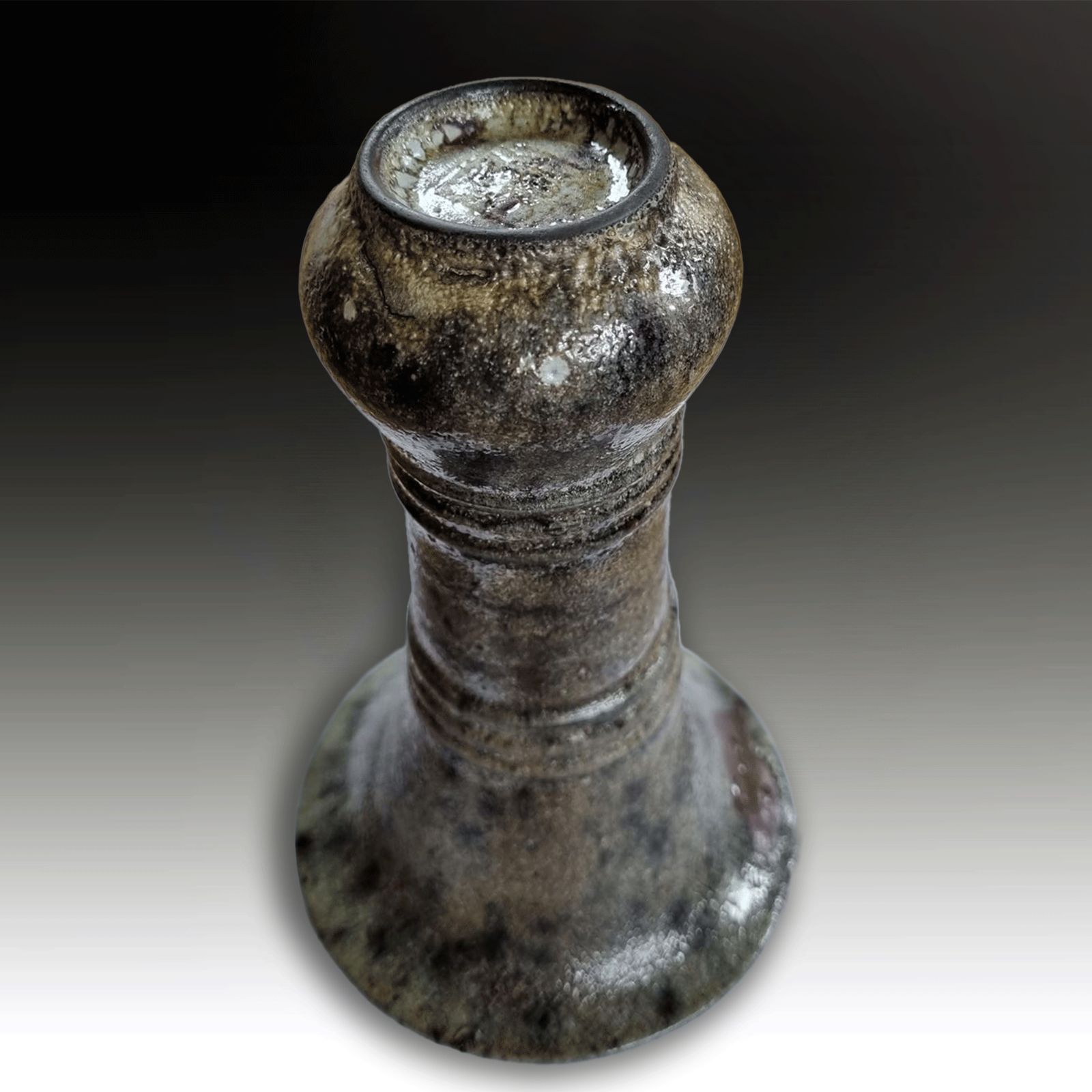 Song Dynasty (960  1279)  Gu Form Vase Black Pottery  Celadon & Iron Glaze  7" photo 495.0