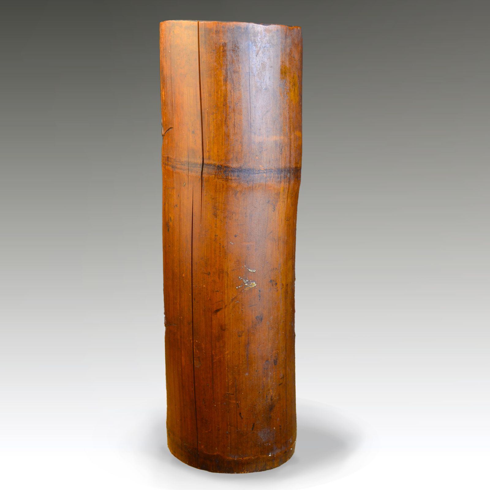 Chinese Carved Bamboo Incense Pot Qing Dynasty  19th Century  Good Colour 36cm H photo Home Decor