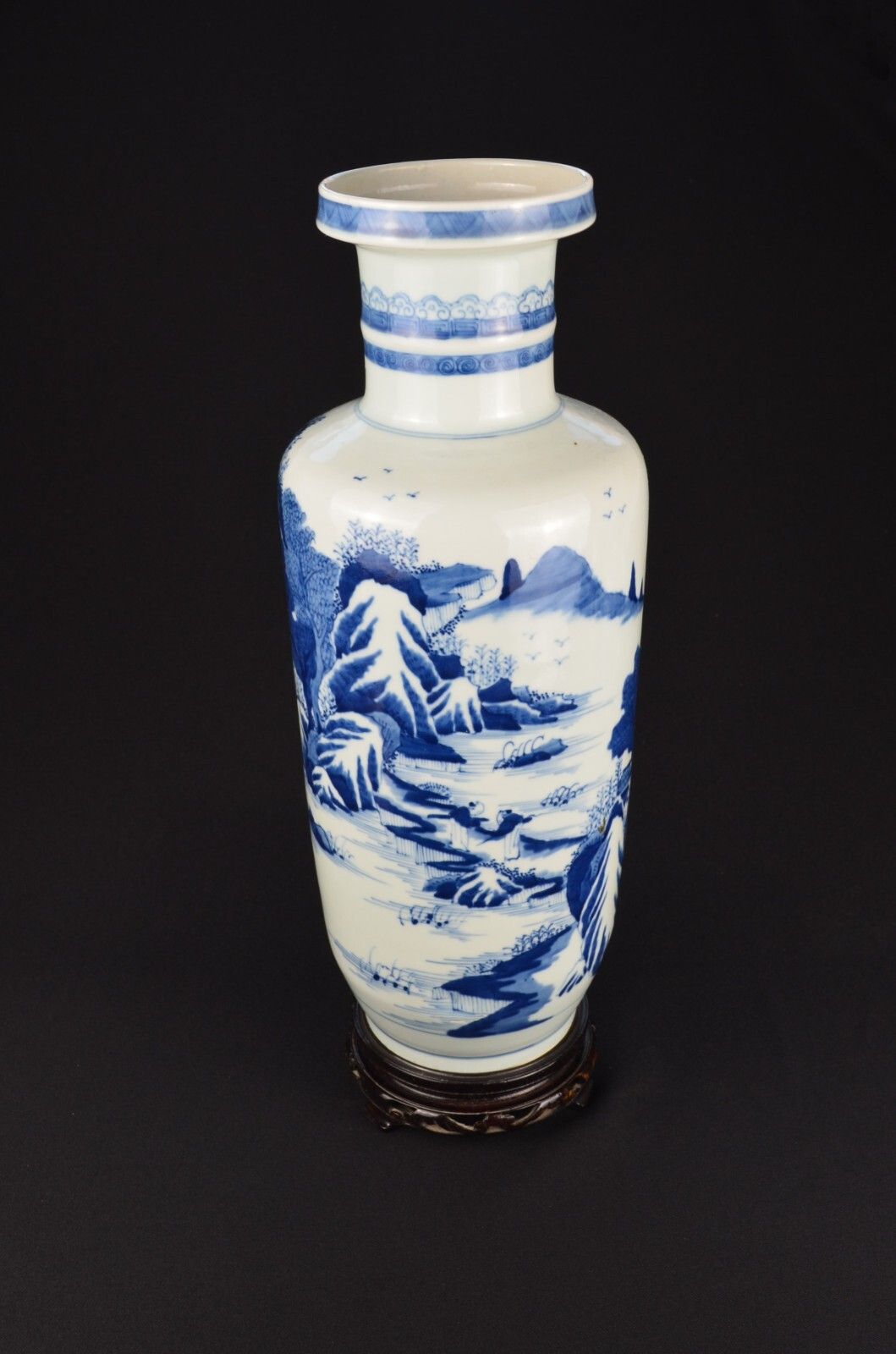 Antique Chinese Rouleau Vase Kangxi Period Form. Qing Dynasty 38cm 18th /19th C photo furniture