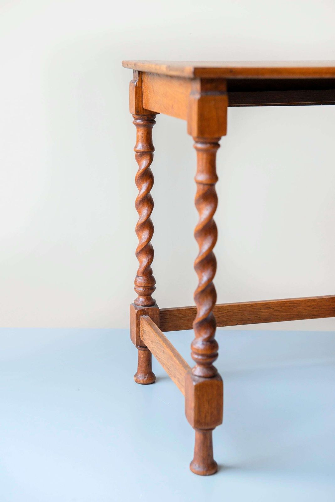 Antique Barley Twist Table, Oak Side Table With Turned Legs, Hand Carved Wooden Coffee Table, Rustic Accent Table photo 258.0