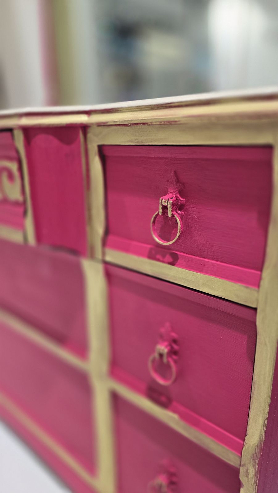 Dresser With Mirror In Capri Pink photo vinterior