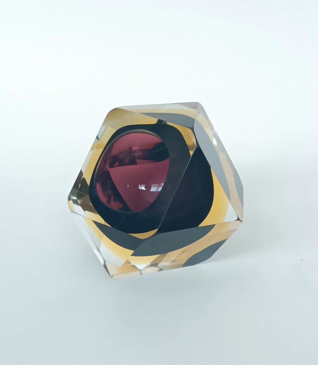 Faceted Sommerso Murano Glass Bowl photo furniture