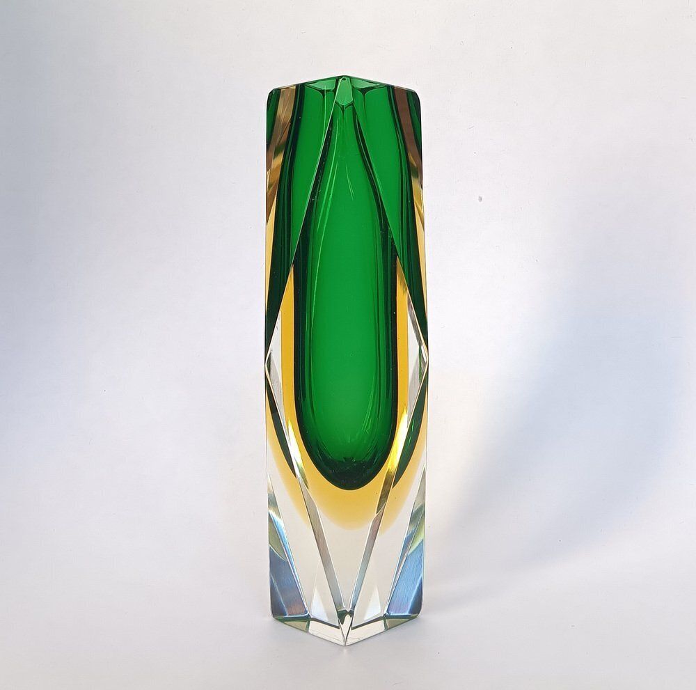 Faceted Sommerso Murano Glass Vase, 1970s photo furniture