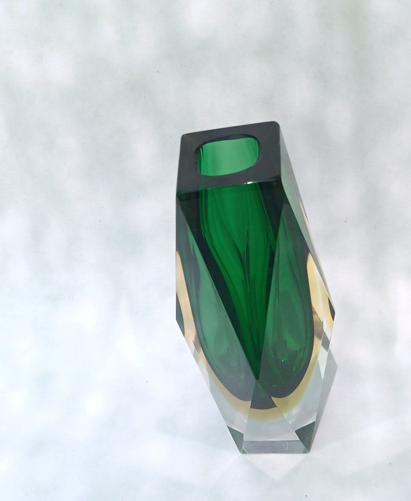 Faceted Sommerso Murano Glass Vase, 1970s photo Home Decor