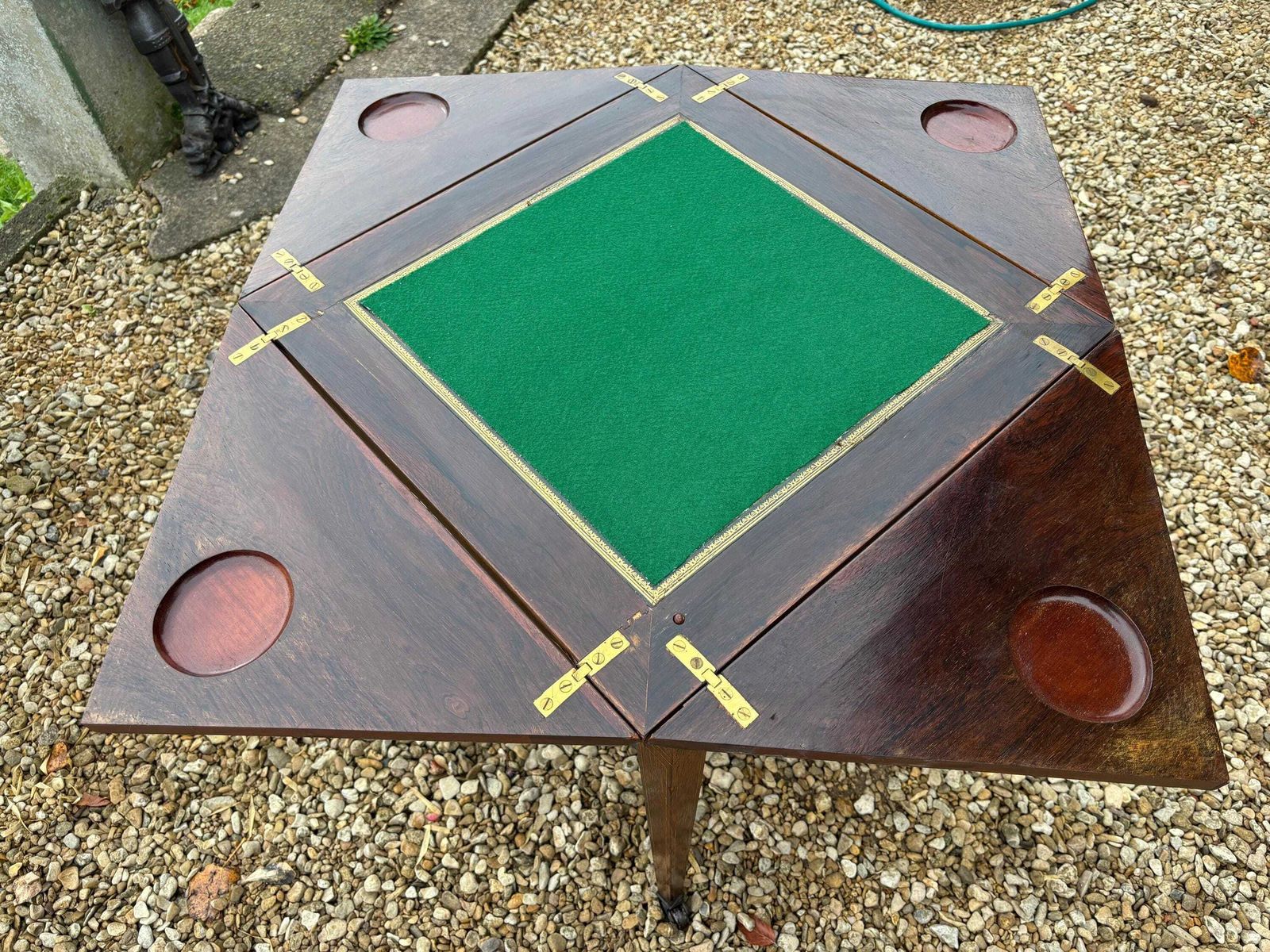 Antique Edwardian Rosewood Marquetry Inlaid Envelope Games Card Table 1900s photo for sale