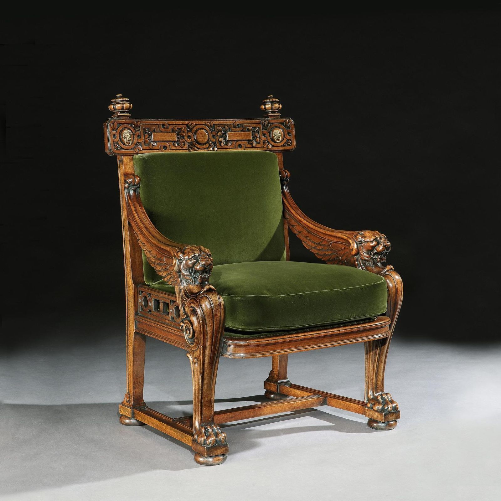 Fine 19th Century Lion Monopodia Armchair After Thomas Hope