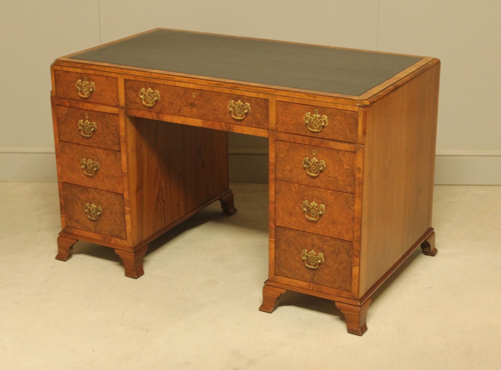 Burr Walnut Writing Desk, 1930s photo vintage