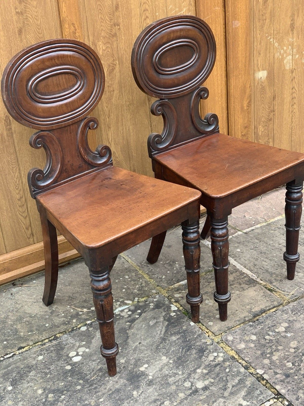 A Handsome Pair Of Early 19th Century Mahogany Hall Chairs. photo furniture
