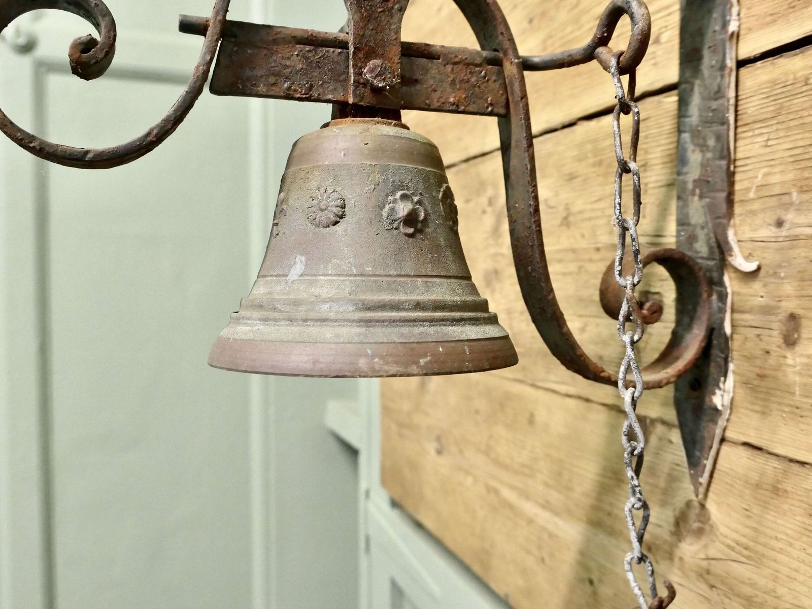 19th Century Bronze Alpine Front Door Bell photo Home Fixtures