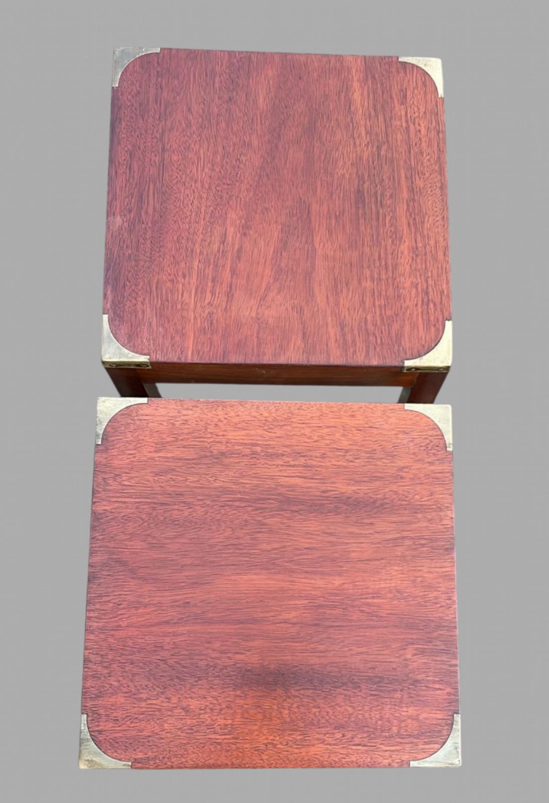 A Pair Of Antique Mahogany Campaign Side Tables, C. 1930 photo Furniture