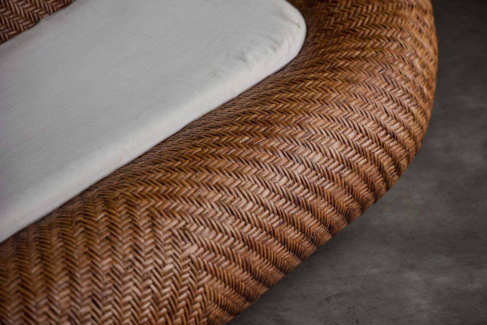 Mid Century Woven Wicker Sofa, France, 1970s photo vinterior
