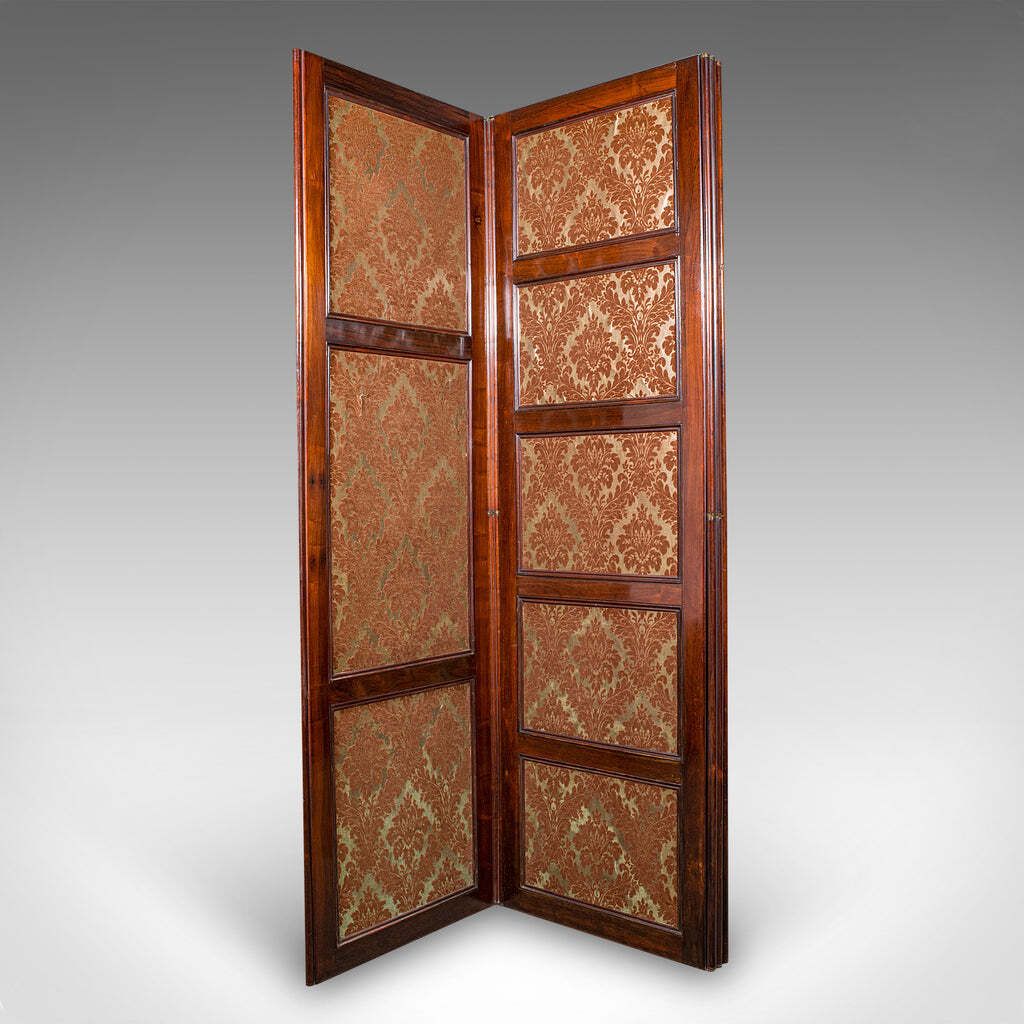 Large Antique 4 Panel Privacy Screen, English Room Divider, Needlepoint, Regency photo Home Decor