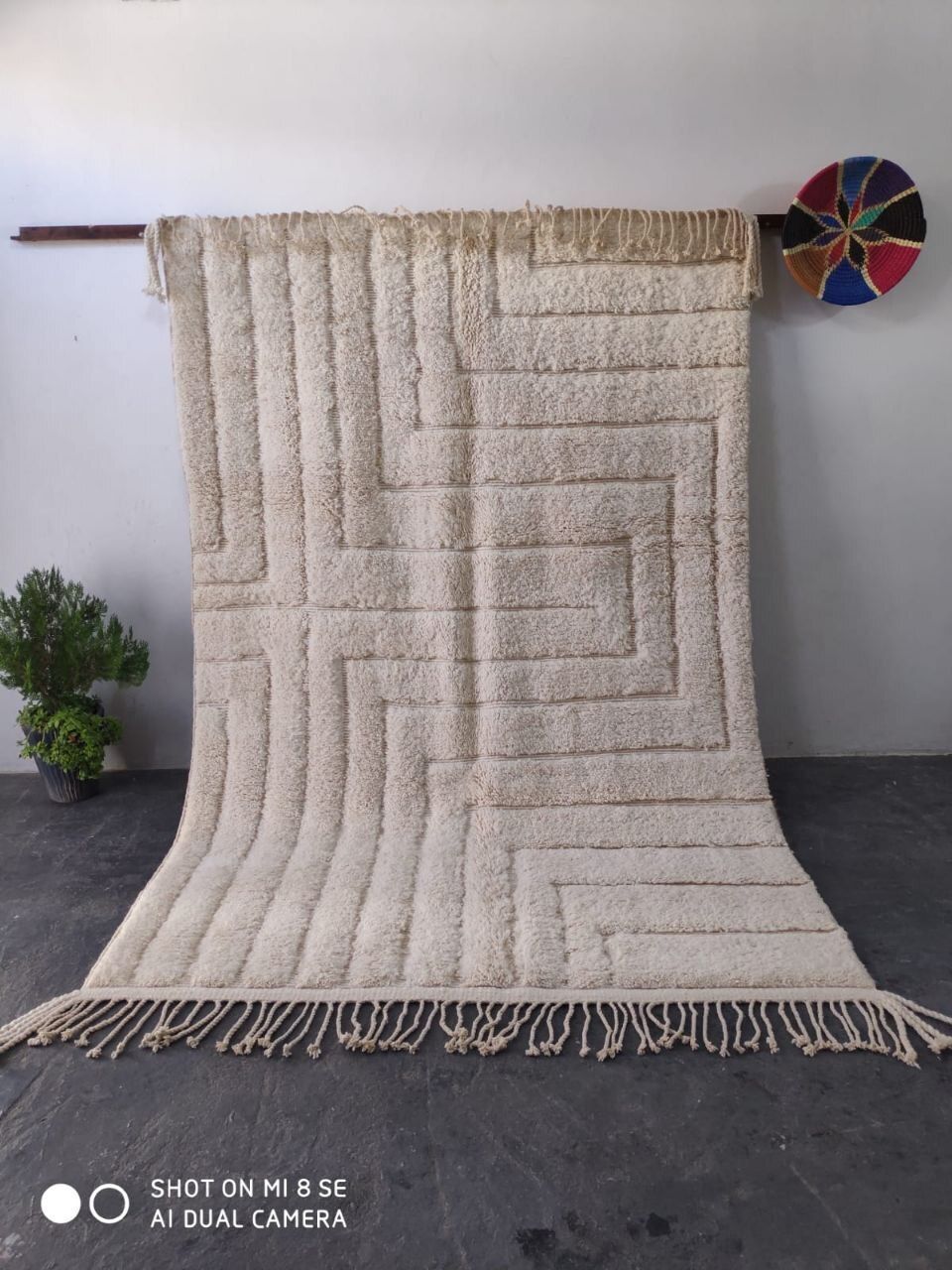 Large Sculpted Beni Ourain Rug With Labyrinth Design 300x200cm