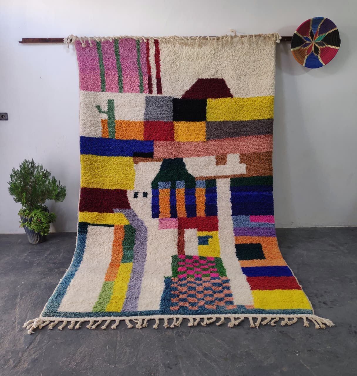 Large Artistic Moroccan Rug With Abstract Landscape Design 300x200cm photo furniture
