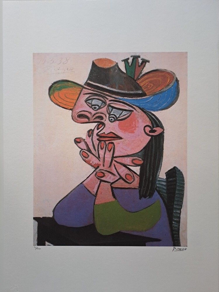 Pablo Picasso Signed Woman In A Hat Certificate Spadem Paris photo furniture