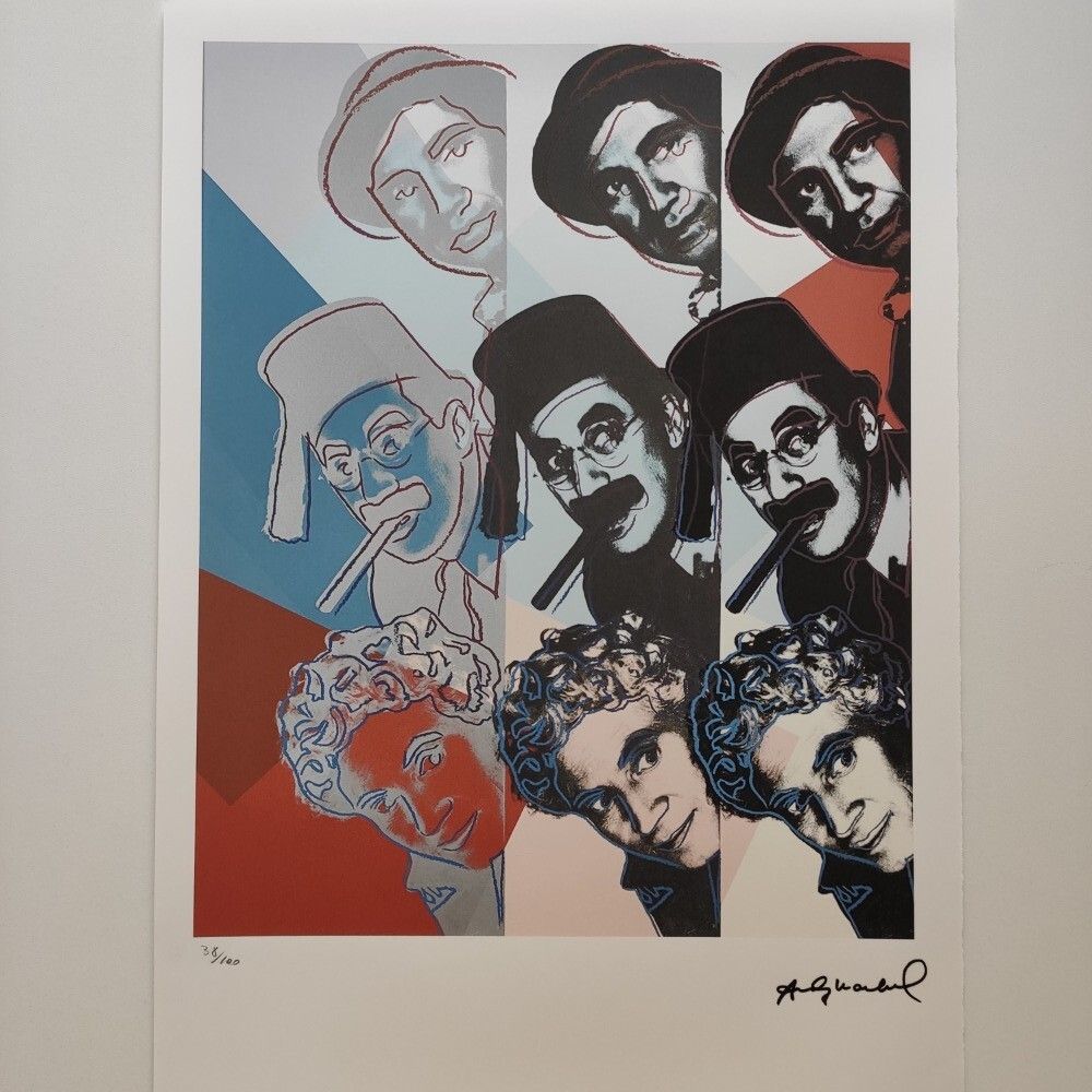 Andy Warhol Signed Lithograph The Marx Brothers Certificate Leo Castelli photo furniture