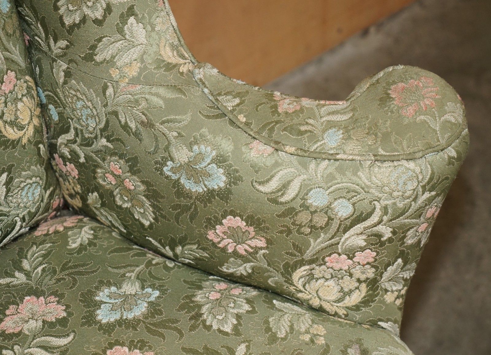 15540.0 Sublime Antique Howard & Son's William Morris Mahogany Framed Wingback Armchair photo
