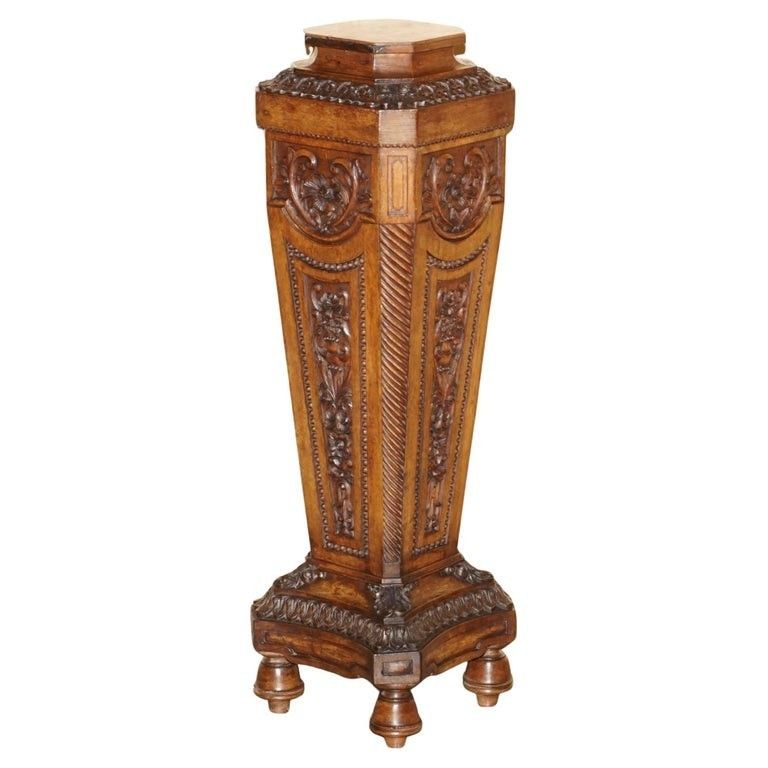 Antique Victorian Corinthian Pillar Pedestal Stand Displaying Busts Antiques