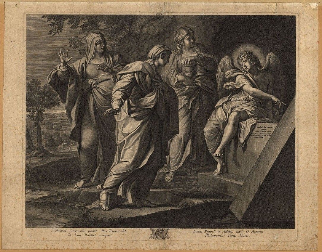 Fine 1860 Silk Embroidery Of Annibale Carracci 1598 The Three Marys At The Tomb photo 2850.0