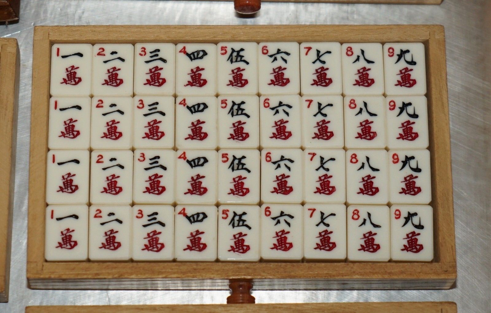 Vintage Collectable Mahjong Circa 1960's Chinese Export Period Hand Carved Case photo vintage