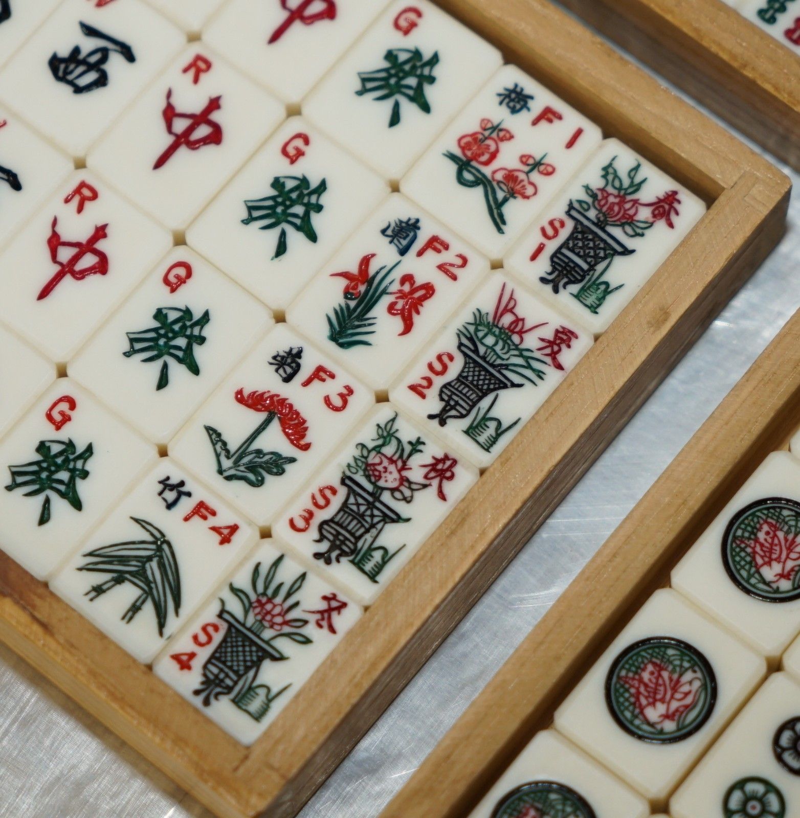 photo for sale Vintage Collectable Mahjong Circa 1960's Chinese Export Period Hand Carved Case