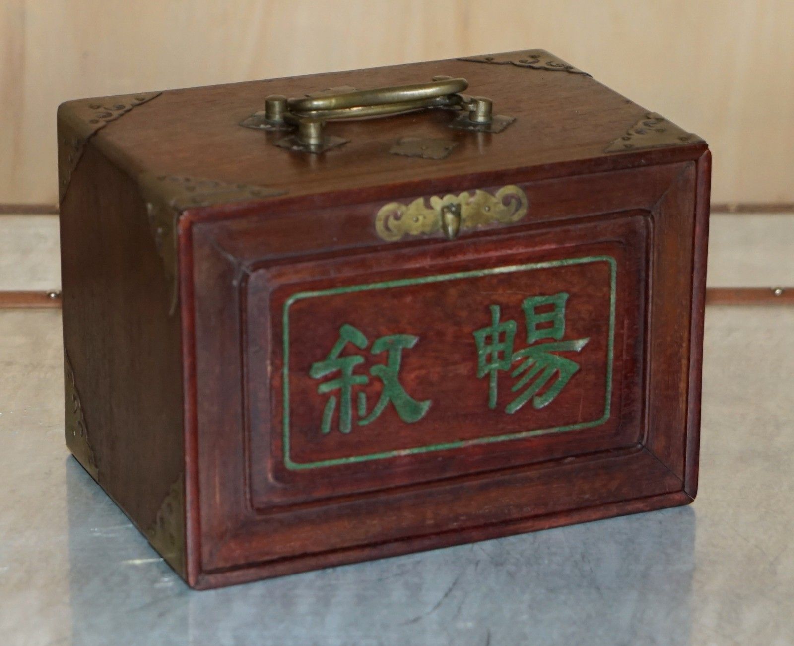 Antique Collectable Mahjong Circa 1920's Chinese Export Period Hand Carved Case photo for sale