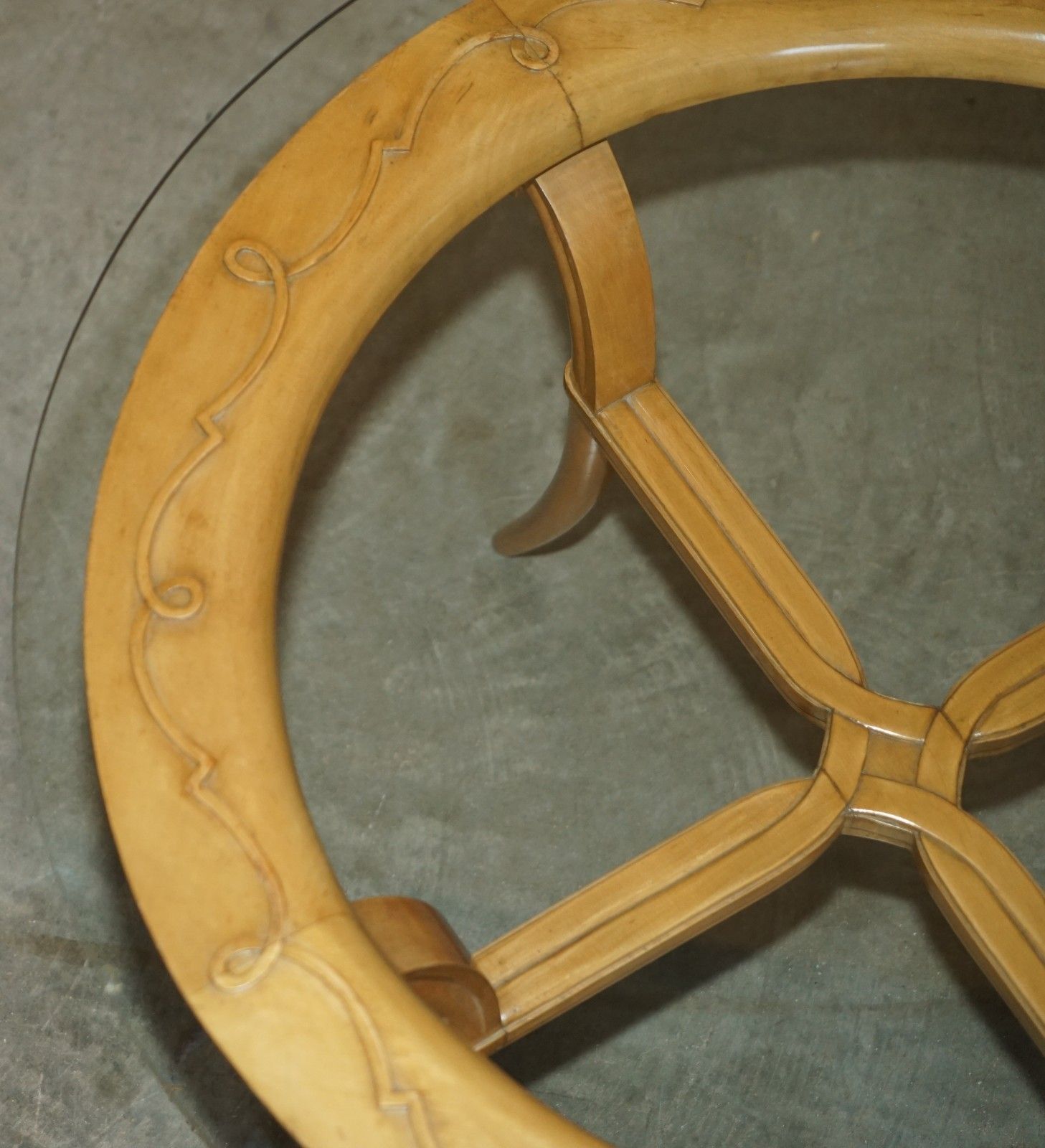 Pair Of French Circa 1950's Cherrywood & Glass Rene Prou Attriubted Side Tables photo 3950.0