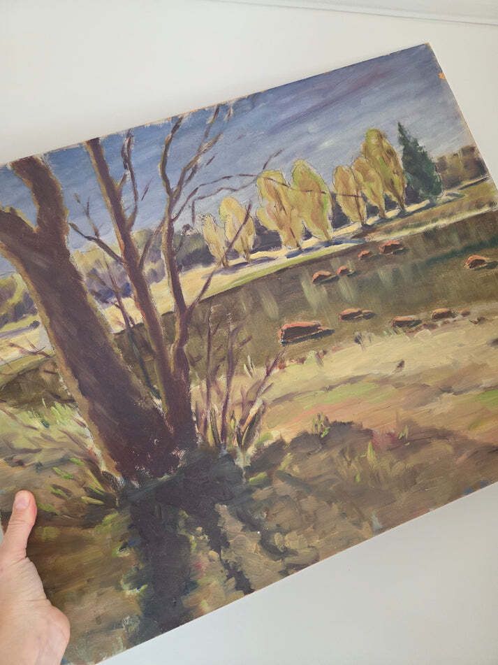 Swedish Fields And Woods Oil Painting By Eric Nadirn 1943 photo vinterior