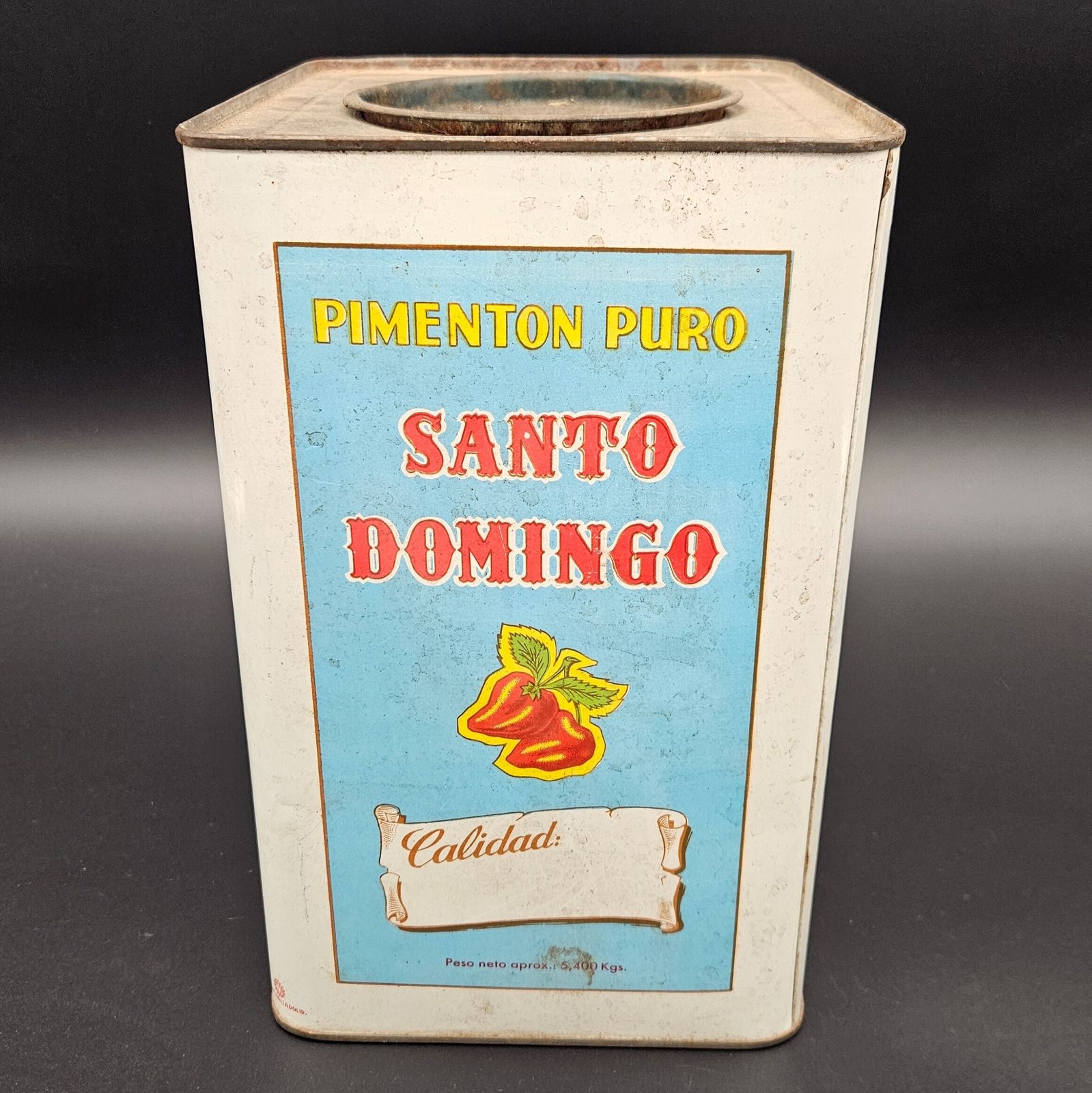 Rare Advertising Tin Can By Pimentón Santo Domingo Caceres. 1920   1930 photo for sale