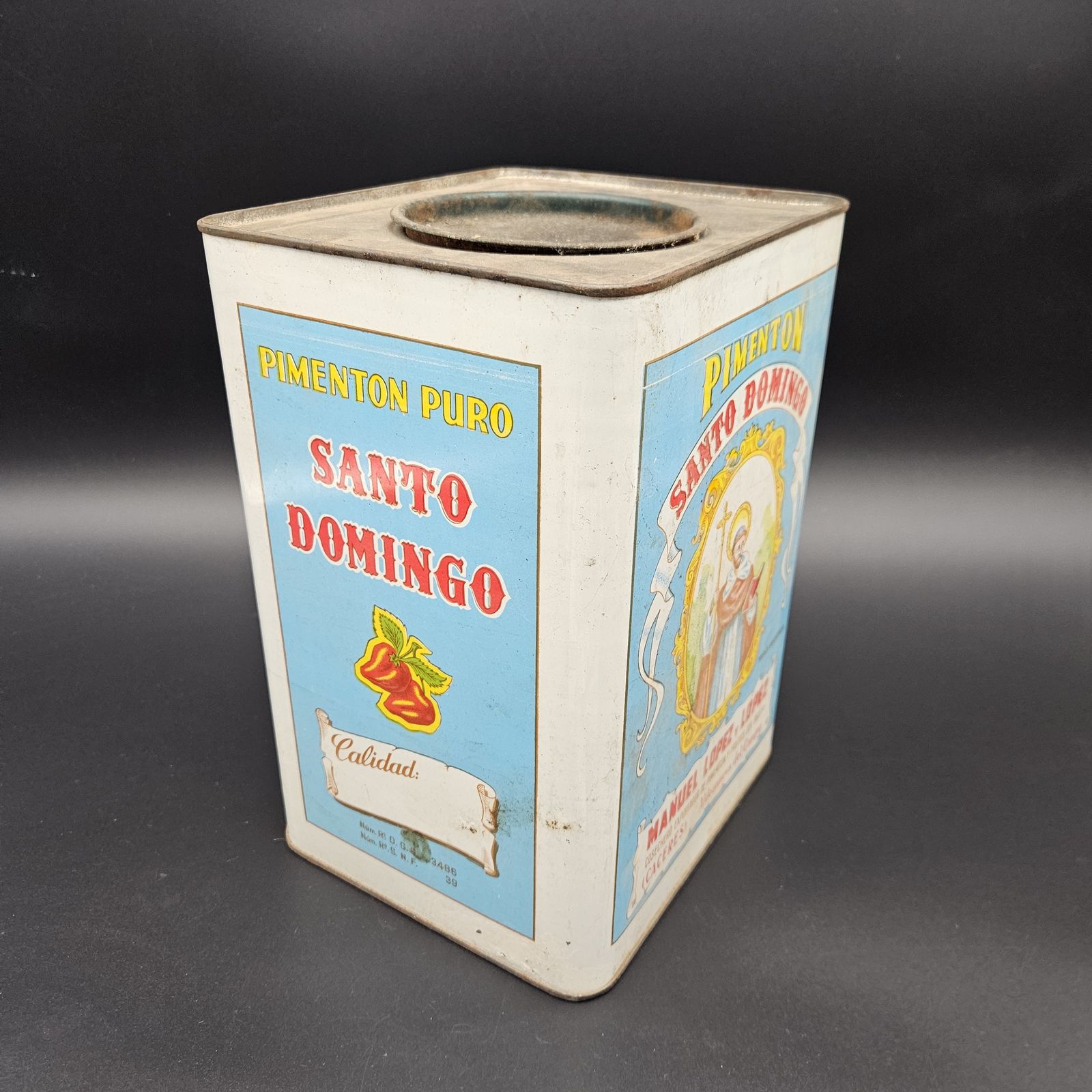 Rare Advertising Tin Can By Pimentón Santo Domingo Caceres. 1920   1930 photo Home Decor