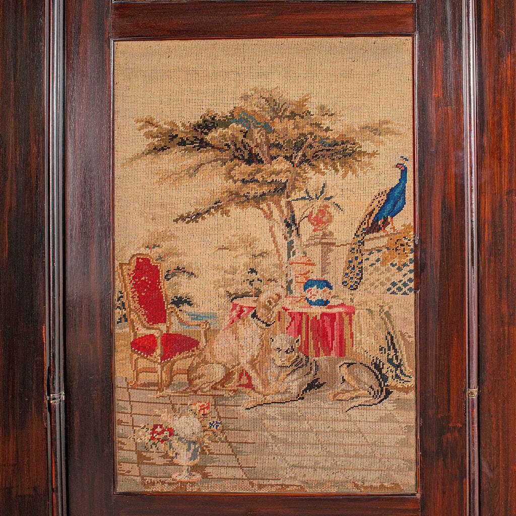 photo for sale 6' 7" Tall Antique Room Divider, English, Needlepoint, Privacy Screen, Regency