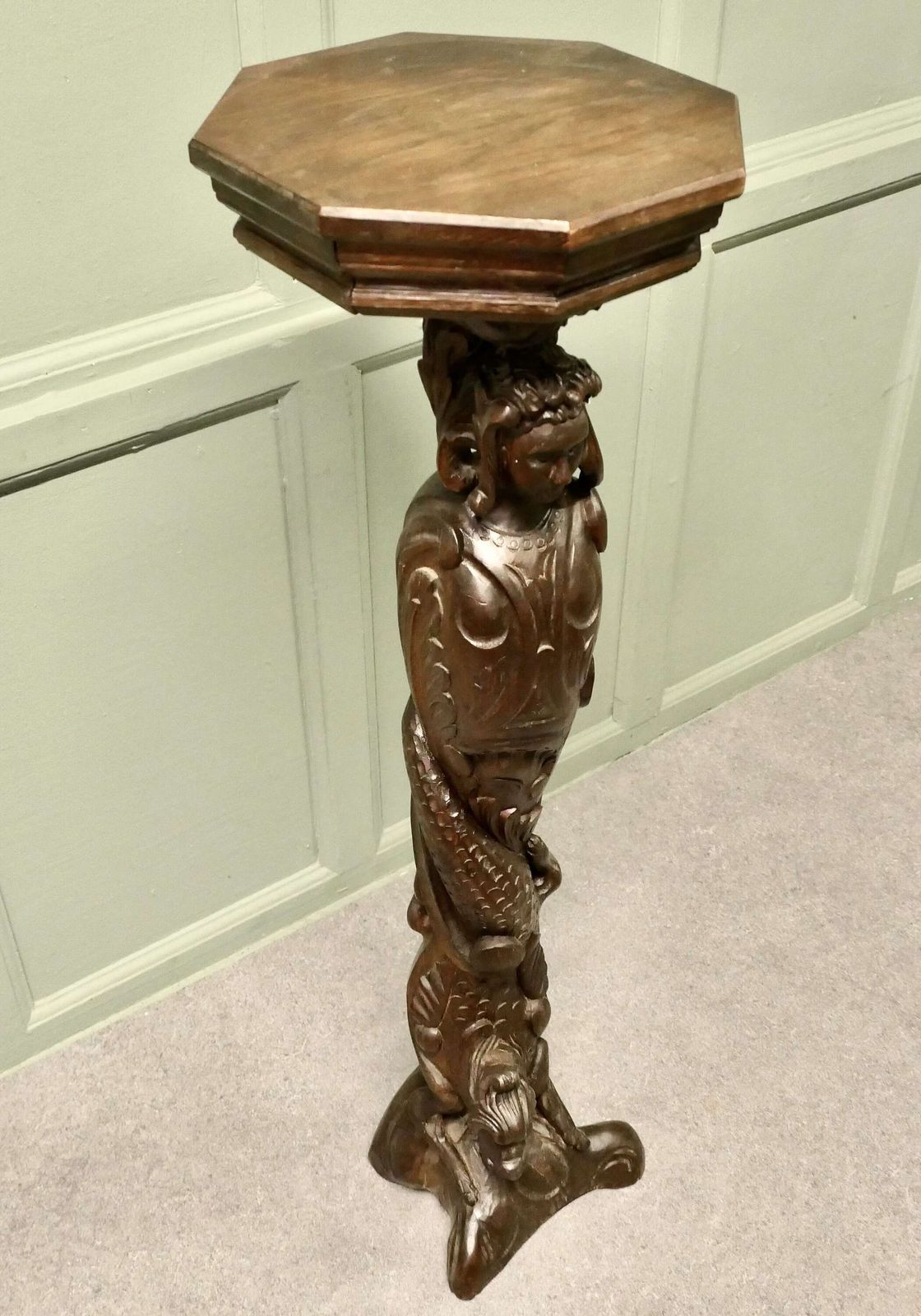 19th Century Carved Oak Caryatid Pedestal photo 960.0