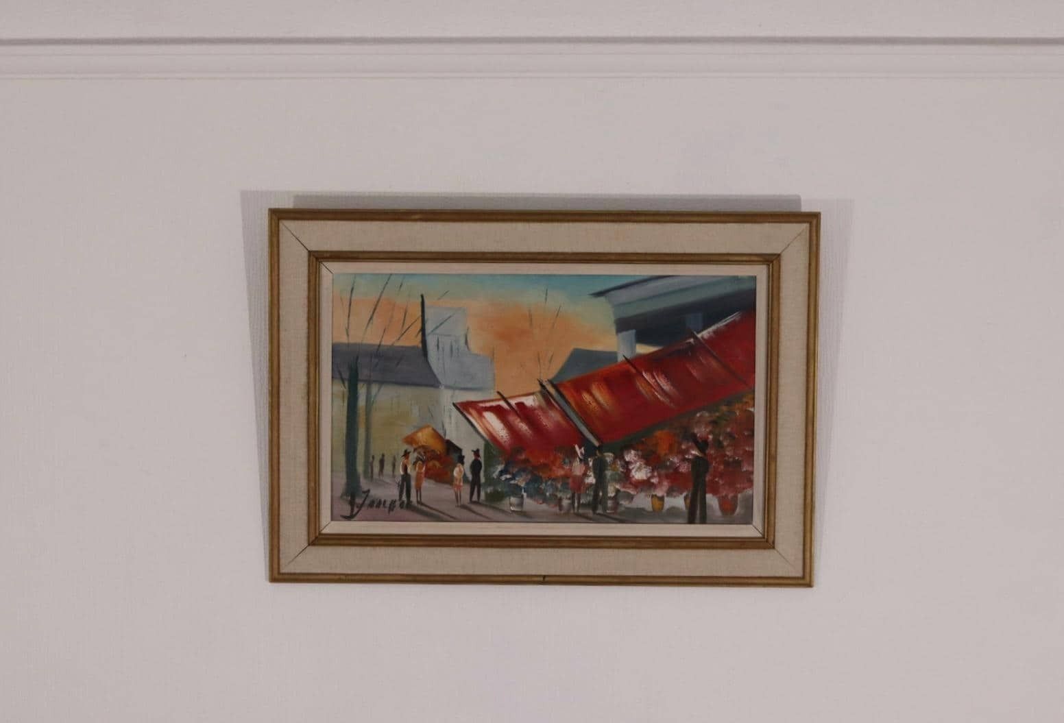 Original Swedish Oil On Canvas – “Madelientorget I Paris” By Hartvig Jarlhov – Signed & Framed – 71.5 × 48.5 Cm (28.1" × 19.1") photo furniture