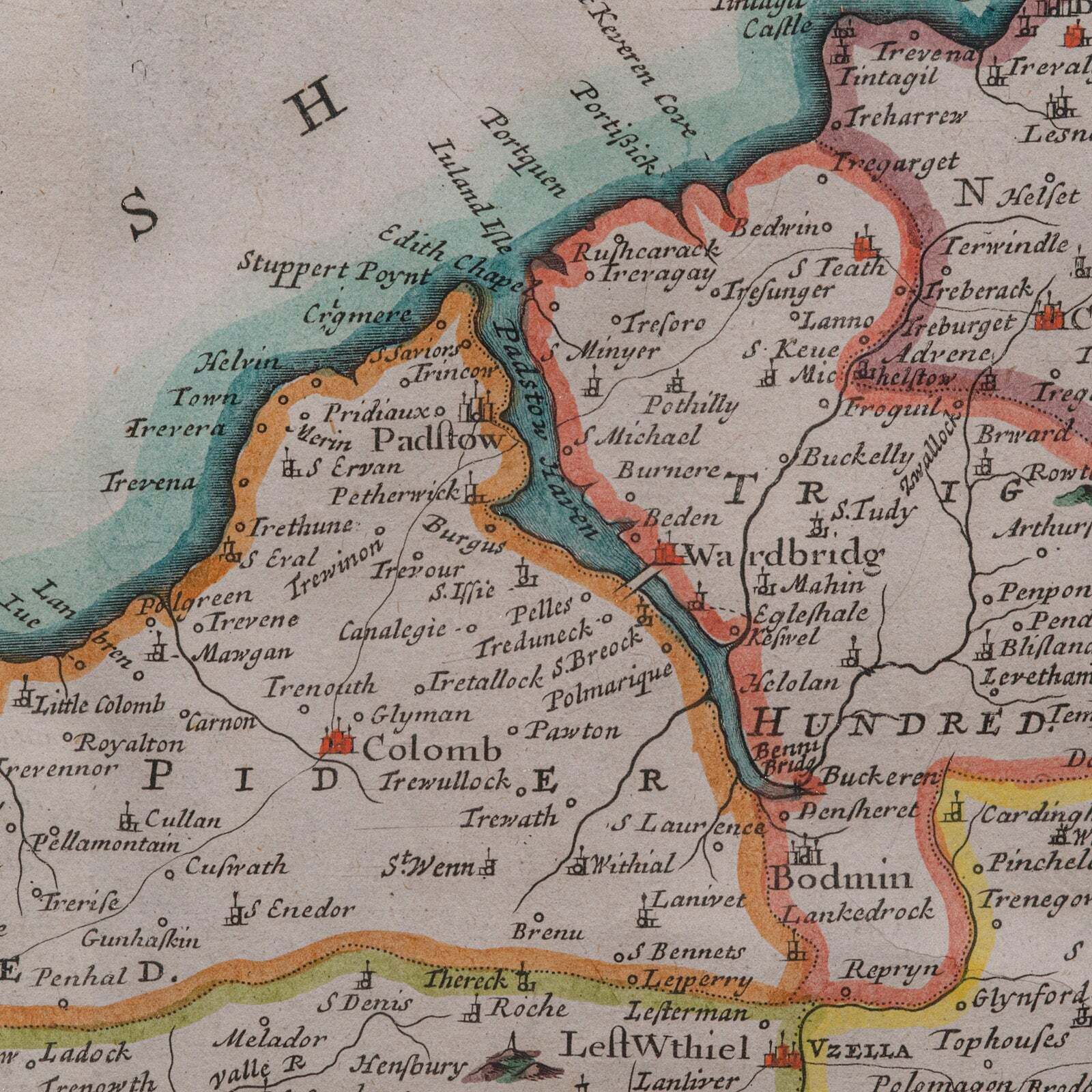 photo furniture Antique County Map, Cornwall, Kernow, English, Framed, Robert Morden, Georgian